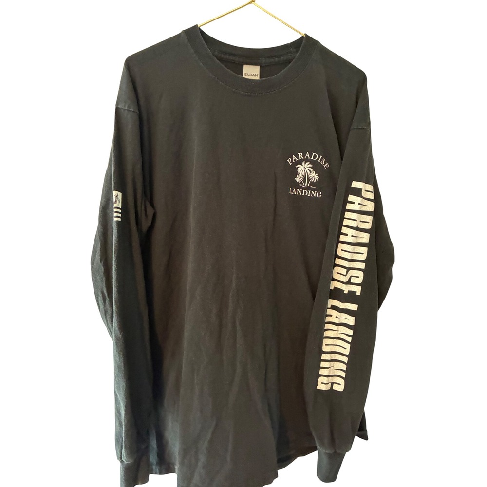 Gildan Paradise Landing Long Neck DE Shut Up Liver Long Sleeve Shirt Black Large